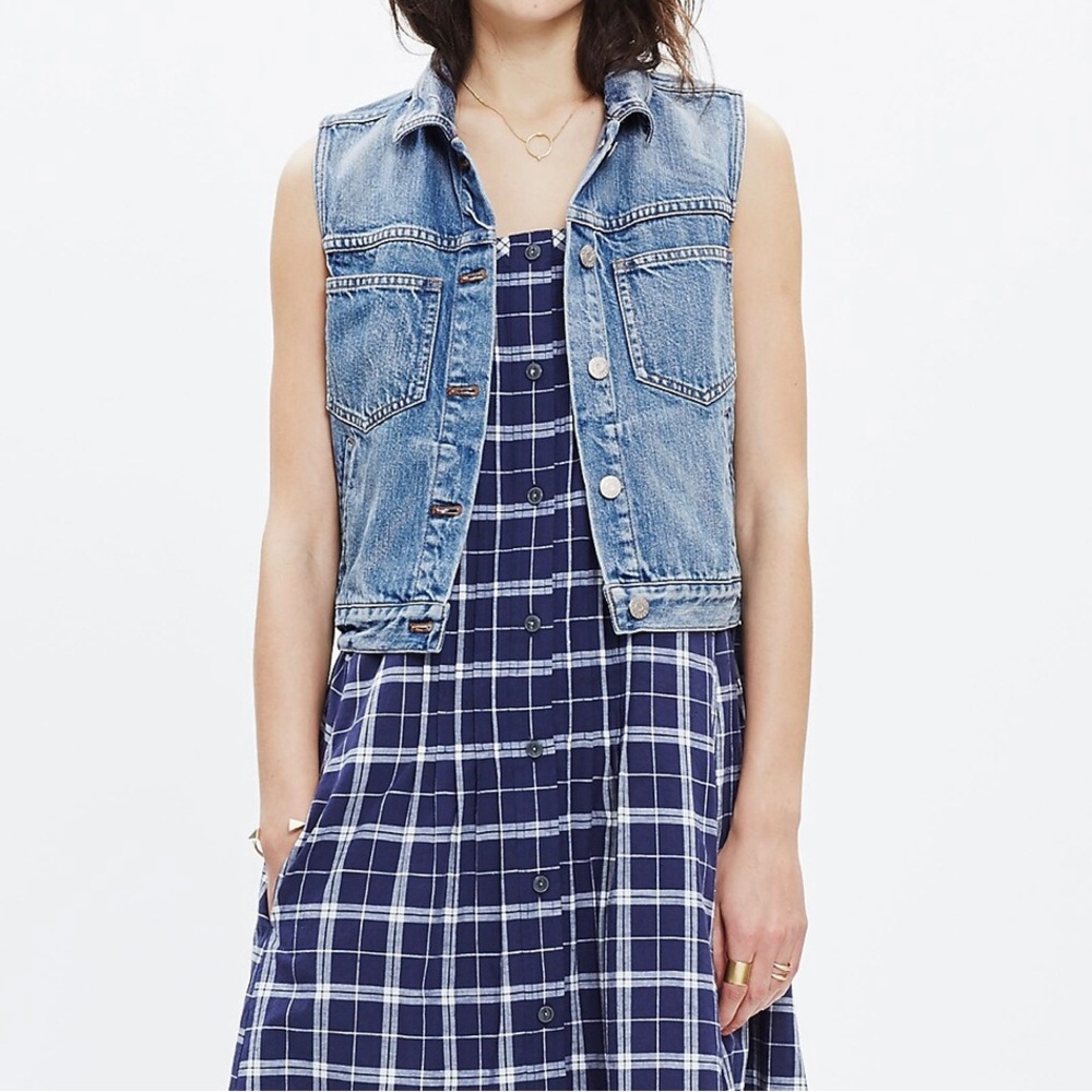 Madewell pocket jean vest women size medium